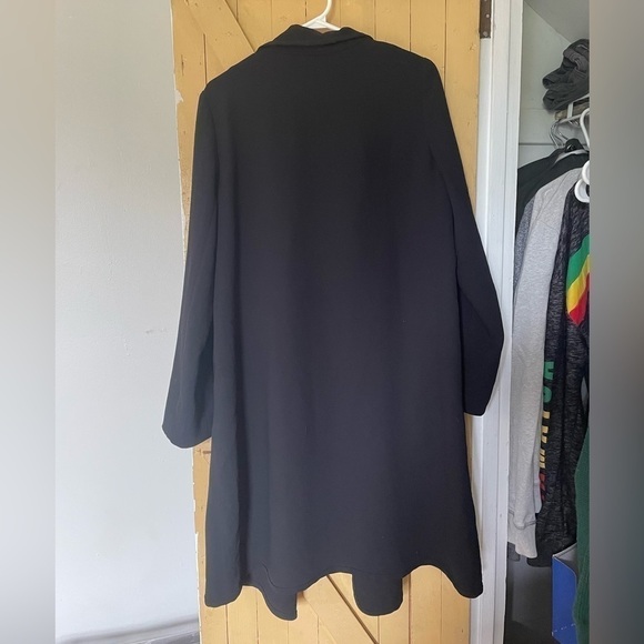 Aritzia Babaton Black Cormac Flowy Black Zip Long Trench Coat Sz Medium - Picture 5 of 7